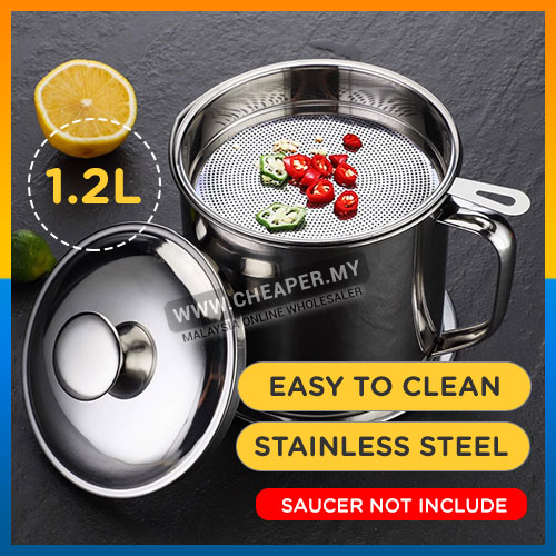 1 pc Stainless Steel Grease pot cooking Oil Pot 1.2L Oilcan